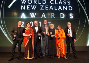 L-R - Robert Oliver - Dr Privahini Bradoo - Sir Rob Fenwick - Dr Phil Rolston - Lady Pippa Blake - Parris Goebel - Ian Wright (2)