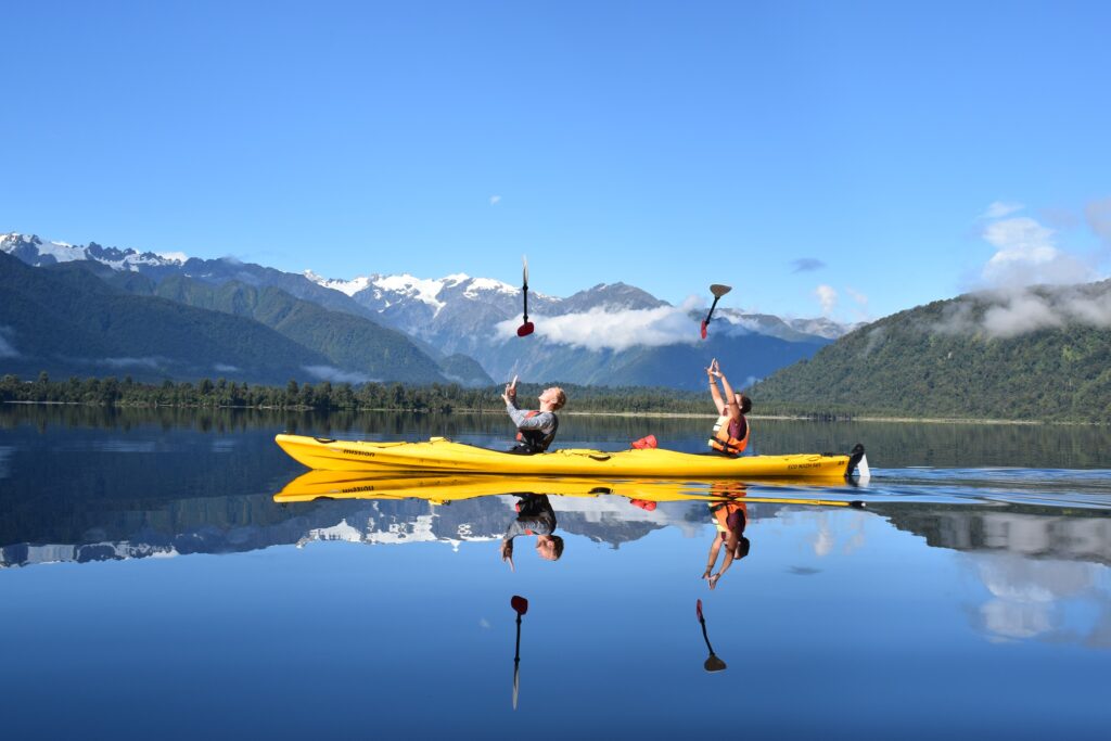 Kayaking on Lake Mapourika (Photo credit Franz Josef Wilderness Tours) sml