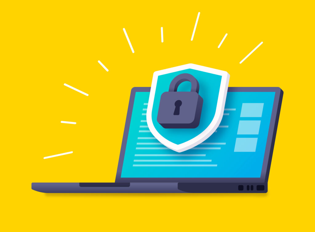 Cybersecurity yellow background